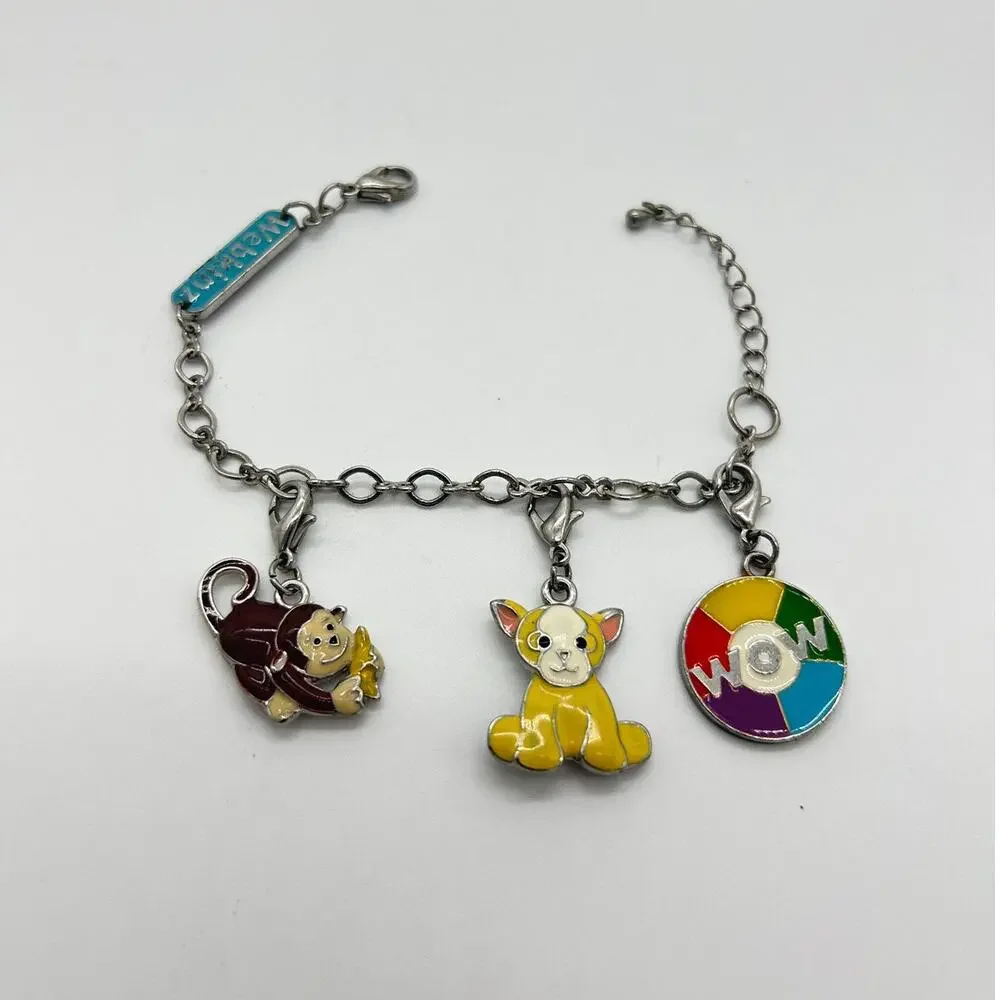 Webkinz Charm Bracelet Vintage Y2K Chihuahua Dog Monkey Wheel of WOW Jewelry